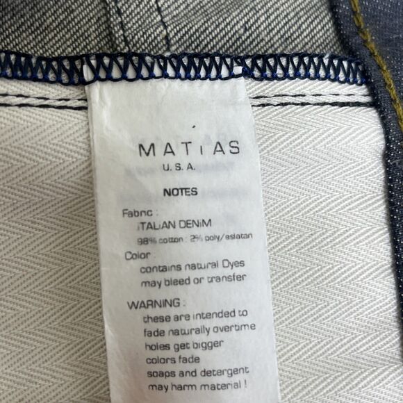 Matias Sol Jeans Men's Size 34 Blue Mid Rise Slim Taper Fit Denim Made In USA - Picture 12 of 16